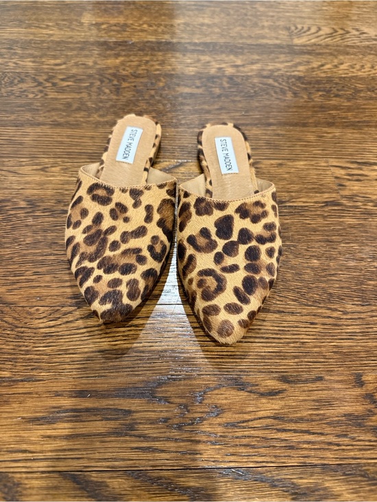 Steve Madden Shoes - Steve Madden Leopard Print Pointed Toe Mules in Brown/Tan